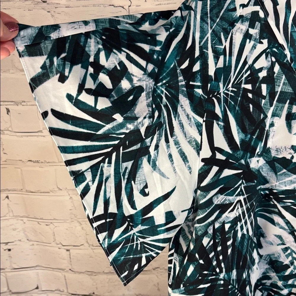 Banana Republic Tropical Palm Leaf Print Kimono Top Wide‎ Slit Sleeve Blouse